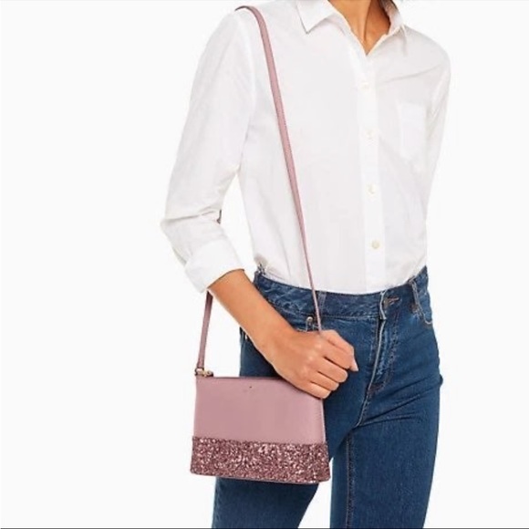 Kate Spade Greta Court Glitter Ramey Dusty Peony Crossbody Bag - Picture 5 of 5